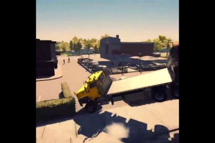 Construction Simulator {Flatbed truck does a roll}